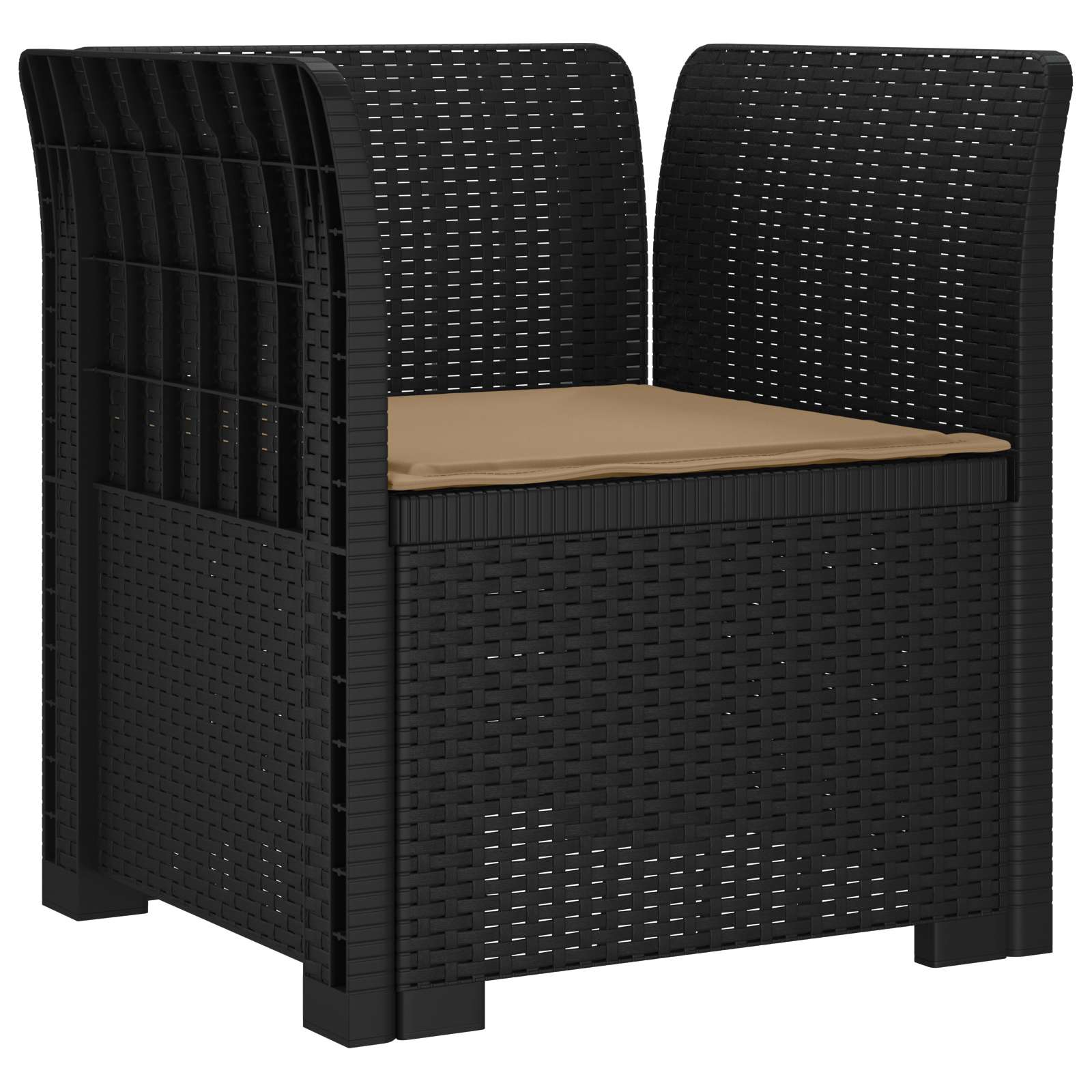 Poltrona 1 lugar com almofada look rattan PP antracite