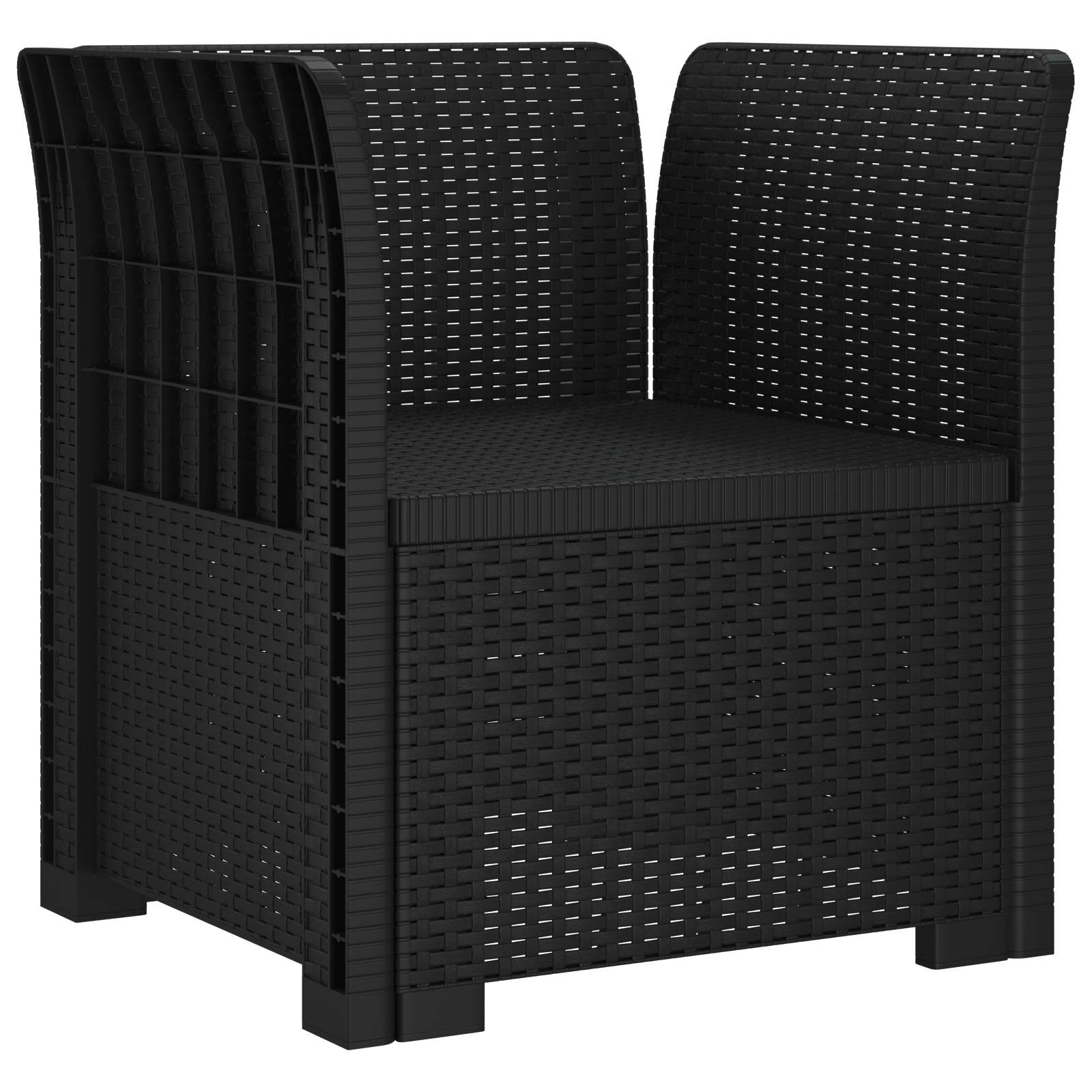 Poltrona 1 lugar com almofada look rattan PP antracite