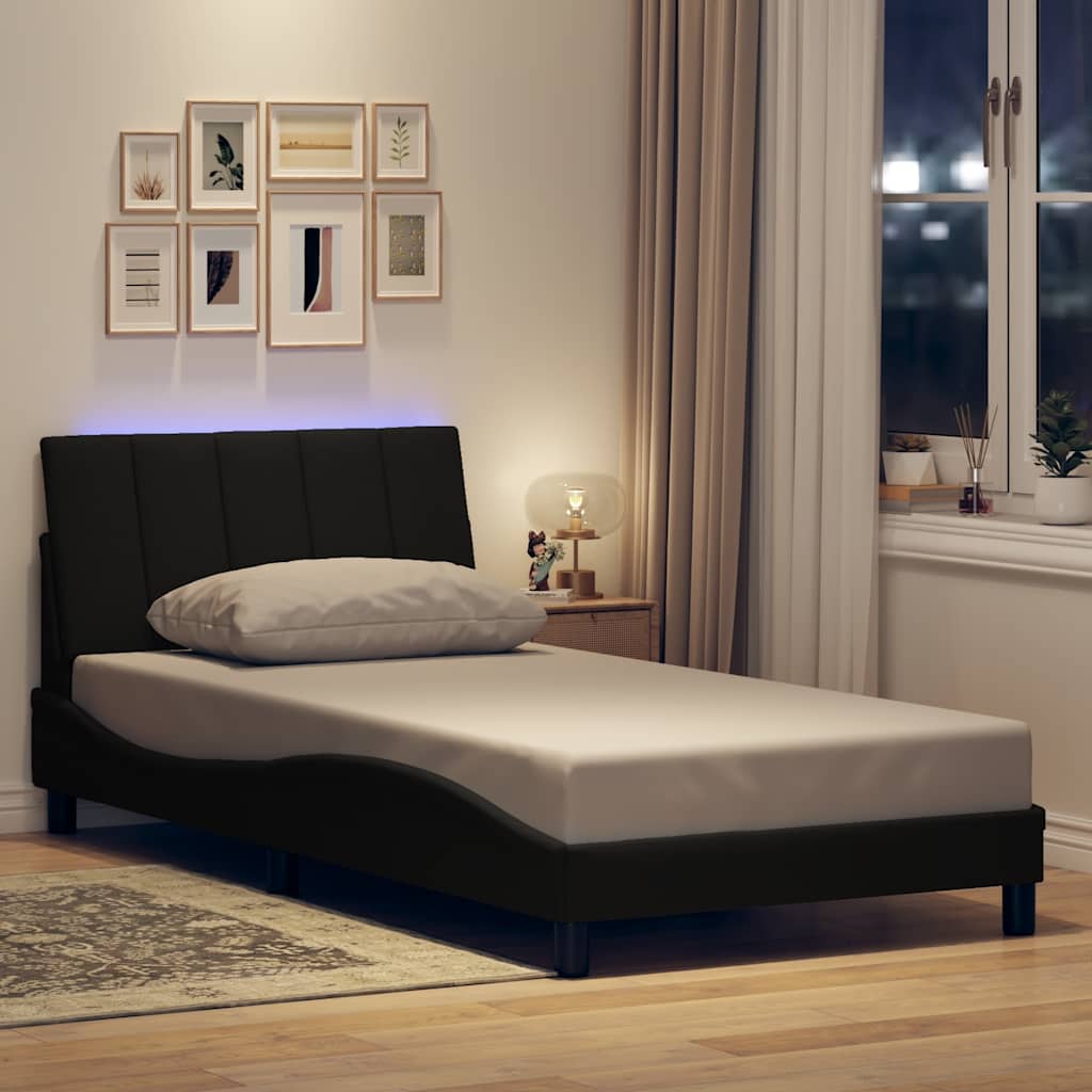 Estrutura de cama sem colchão hanko 100x200 cm tecido preto