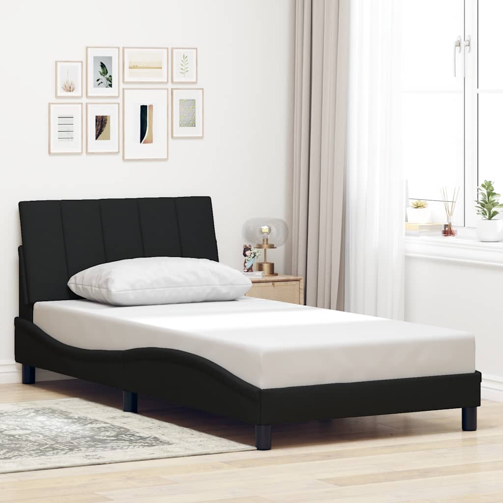 Estrutura de cama sem colchão hanko 100x200 cm tecido preto