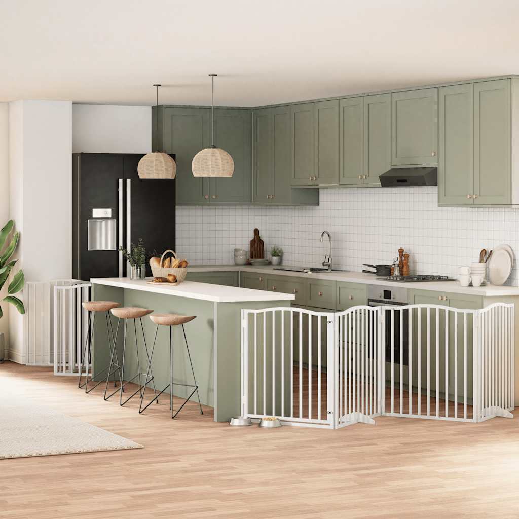 Portão p/ cães com porta dobrável 12 painéis 960cm álamo branco