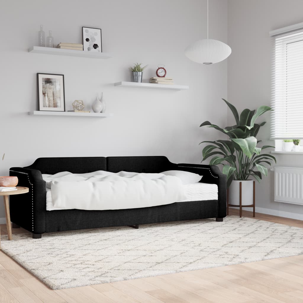 Sofá-cama com colchão 100x200 cm tecido preto