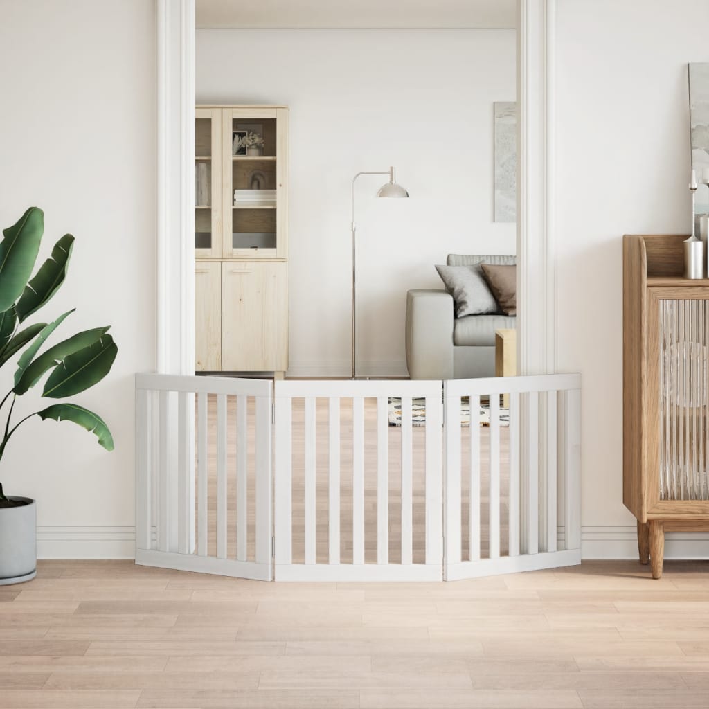 Portão para cães dobrável 3 painéis 150 cm álamo branco