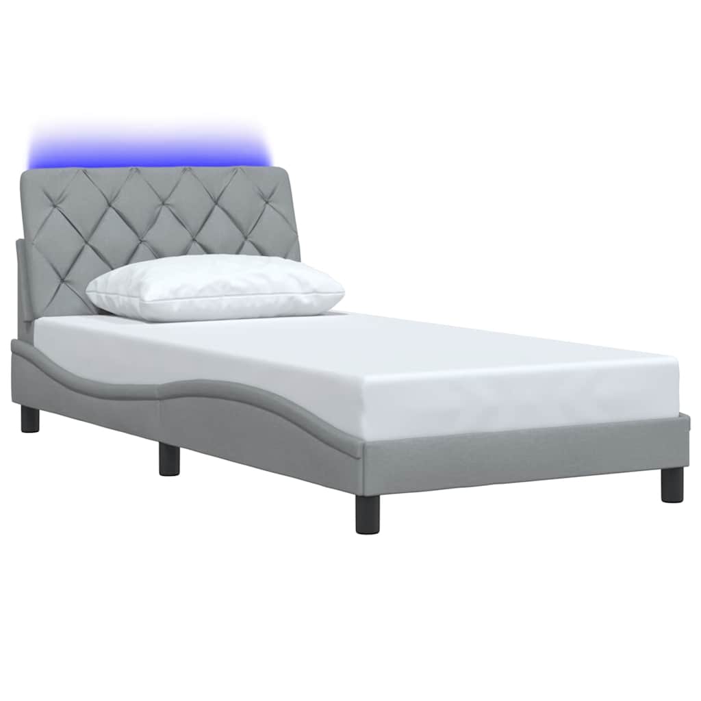 Estrutura de cama com LED sem colchão 100x200 cm tecido