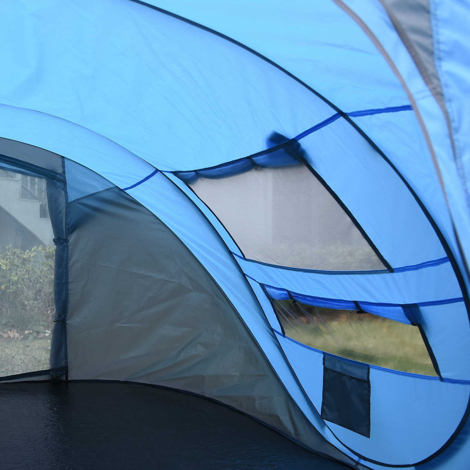 Tenda de campismo pop-up para 2-3 pessoas com janelas impermeável anti-UV 263,5x220x123 cm azul