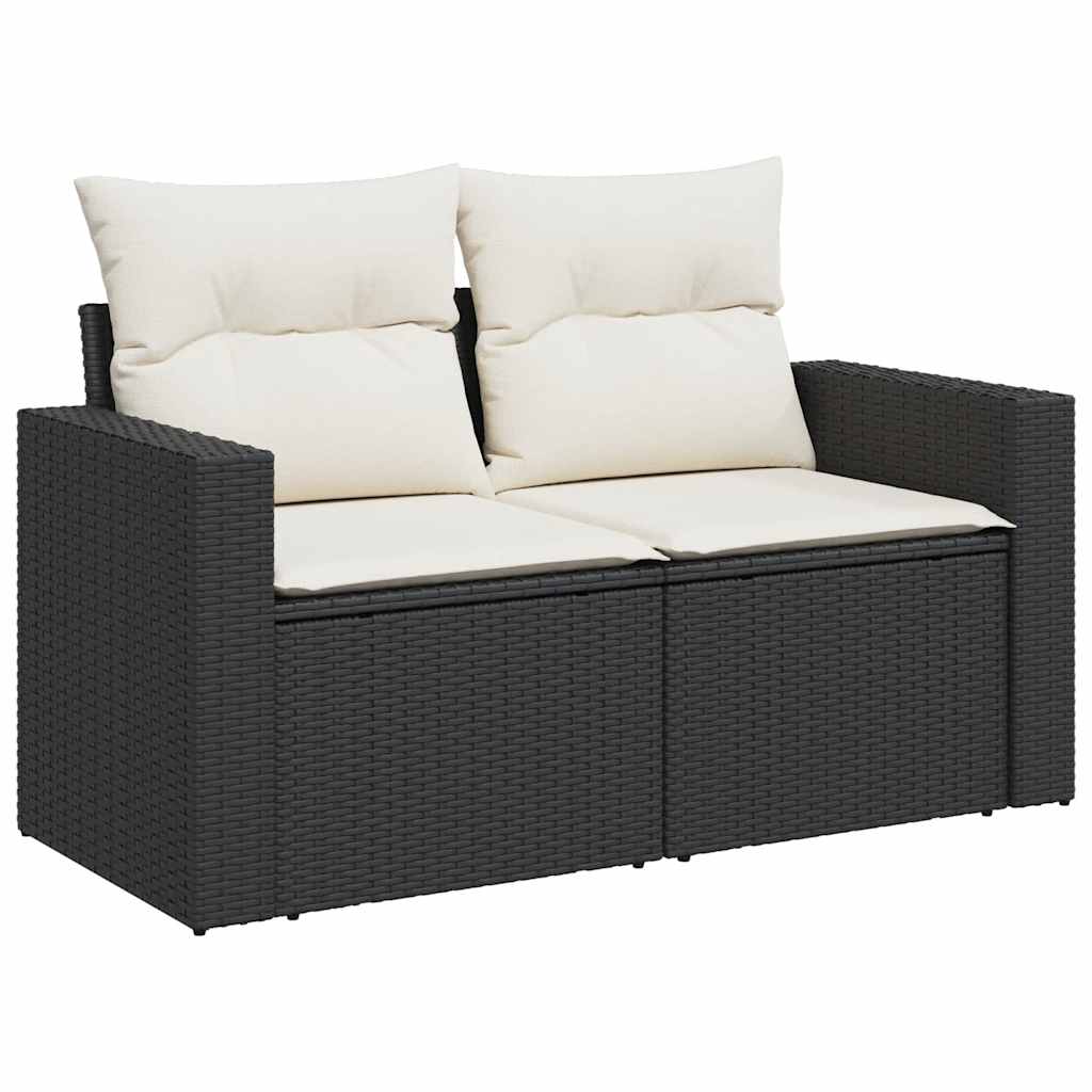 6 Pcs conjunto sofás de jardim c/ almofadões vime PE preto