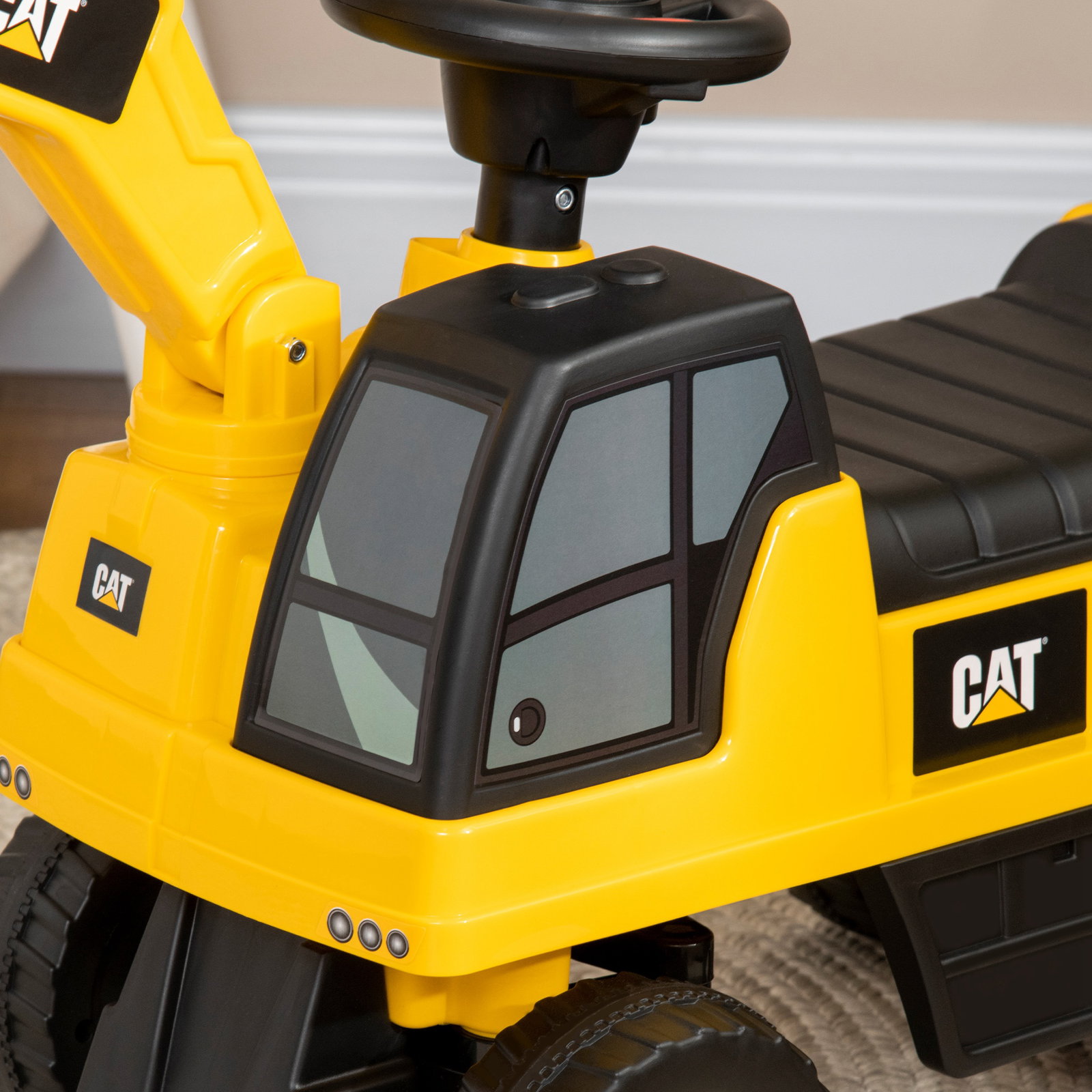 Escavadora com licença caterpillar escavadora para crianças com pá dianteira e buzina 85x27,5x47,5 cm amarelo