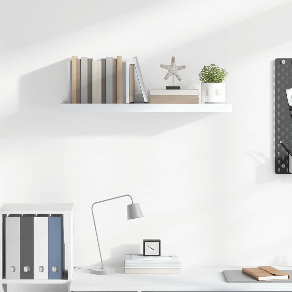 Prateleira de parede suspensa 80x23,5x3,8 cm MDF branco