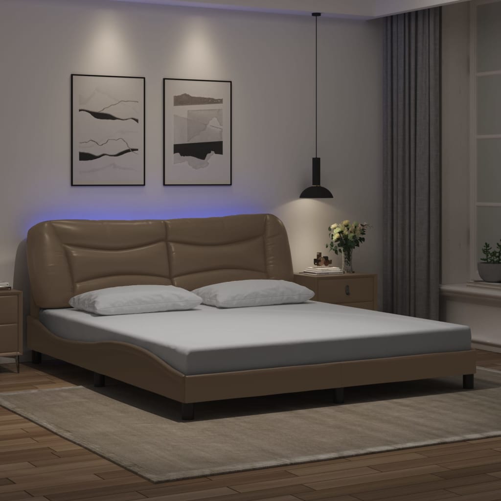 Estrutura de cama com LED sem colchão hvar 180x200 cm cappuccino