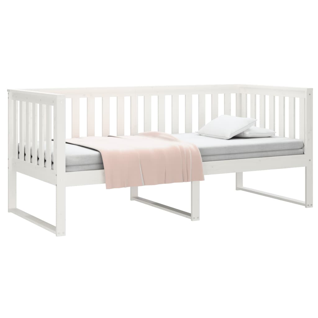 Cama dia sem colchão branco 100x200 cm pinho de madeira maciça