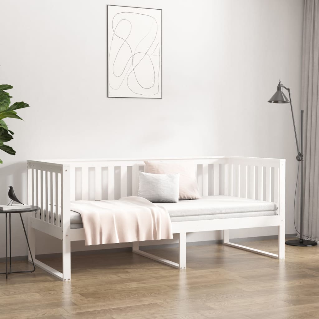 Cama dia sem colchão branco 100x200 cm pinho de madeira maciça