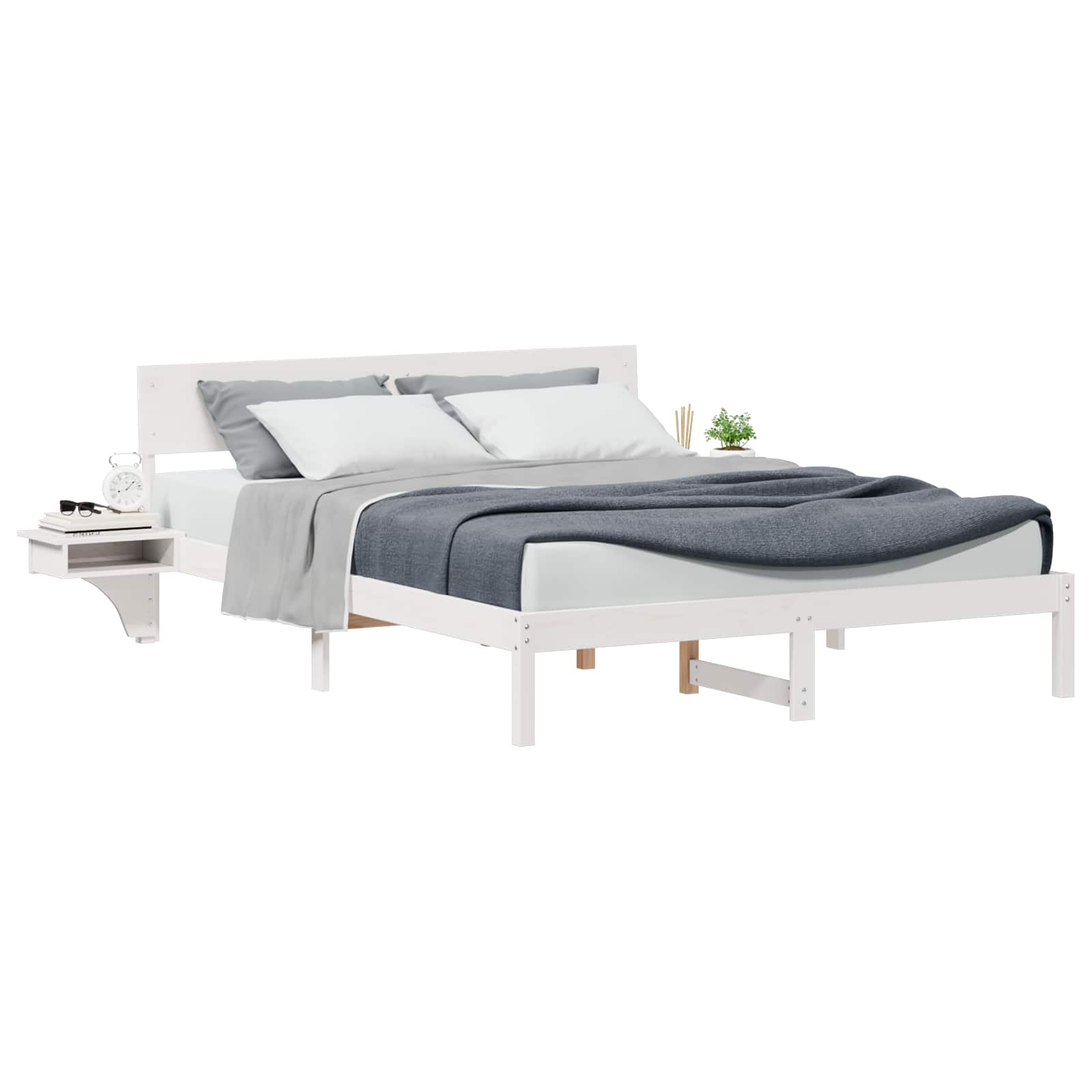 Estrutura da cama com cabeceira branco 160 x 200 cm