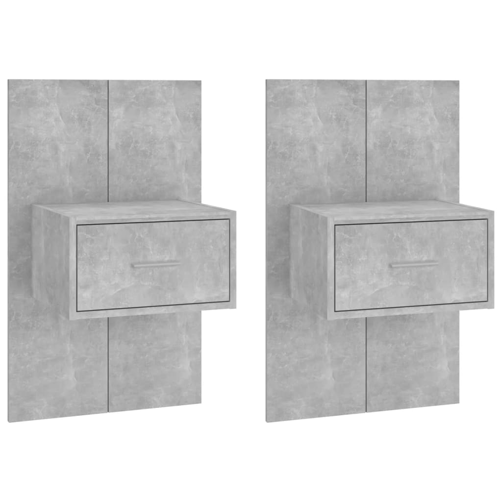 Mesas de cabeceira montagem na parede 2 pcs cinzento cimento