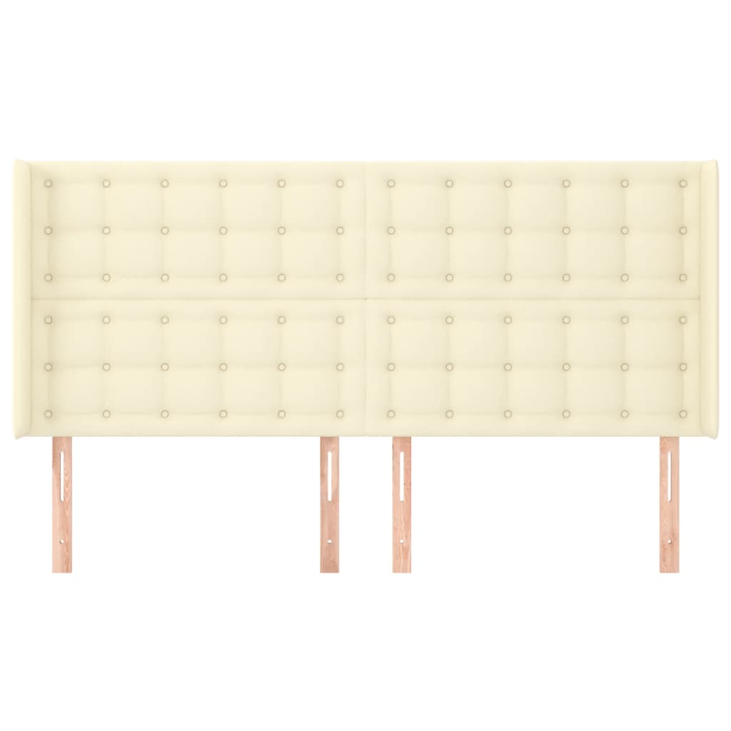 Cabeceira cama c/ abas couro artificial 203x16x118/128 cm creme