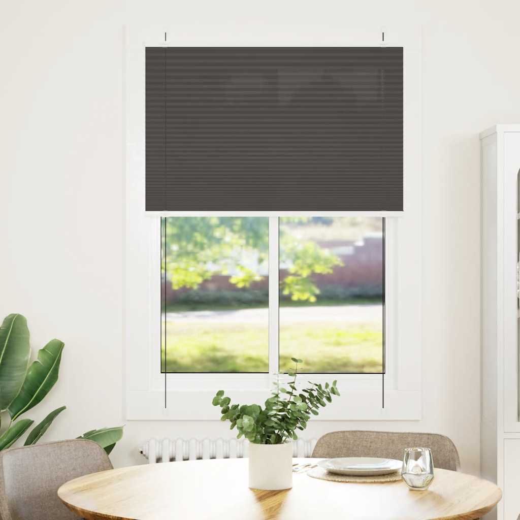 Preto plissada cega 95x150 cm largura tecido 94,4 cm poliéster