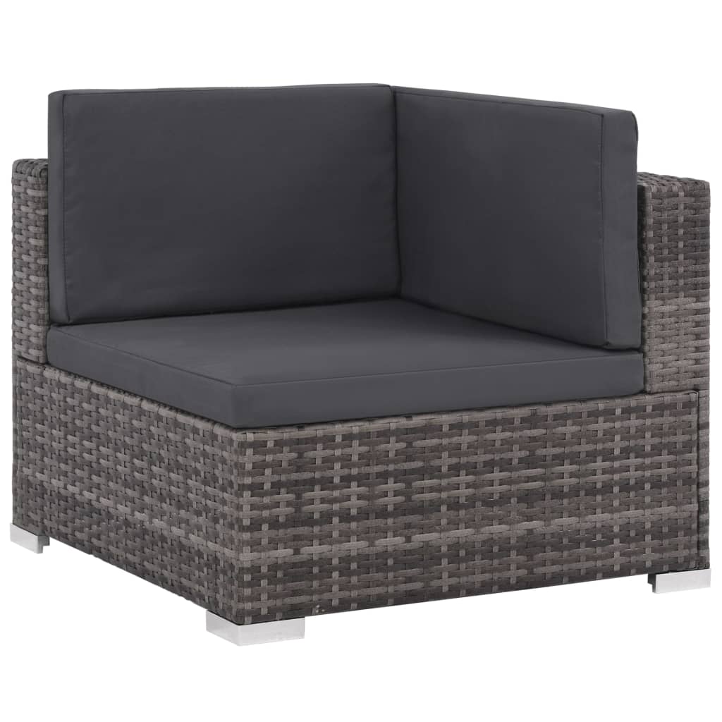 6 Pcs conjunto lounge de jardim c/ almofadões vime PE cinzento