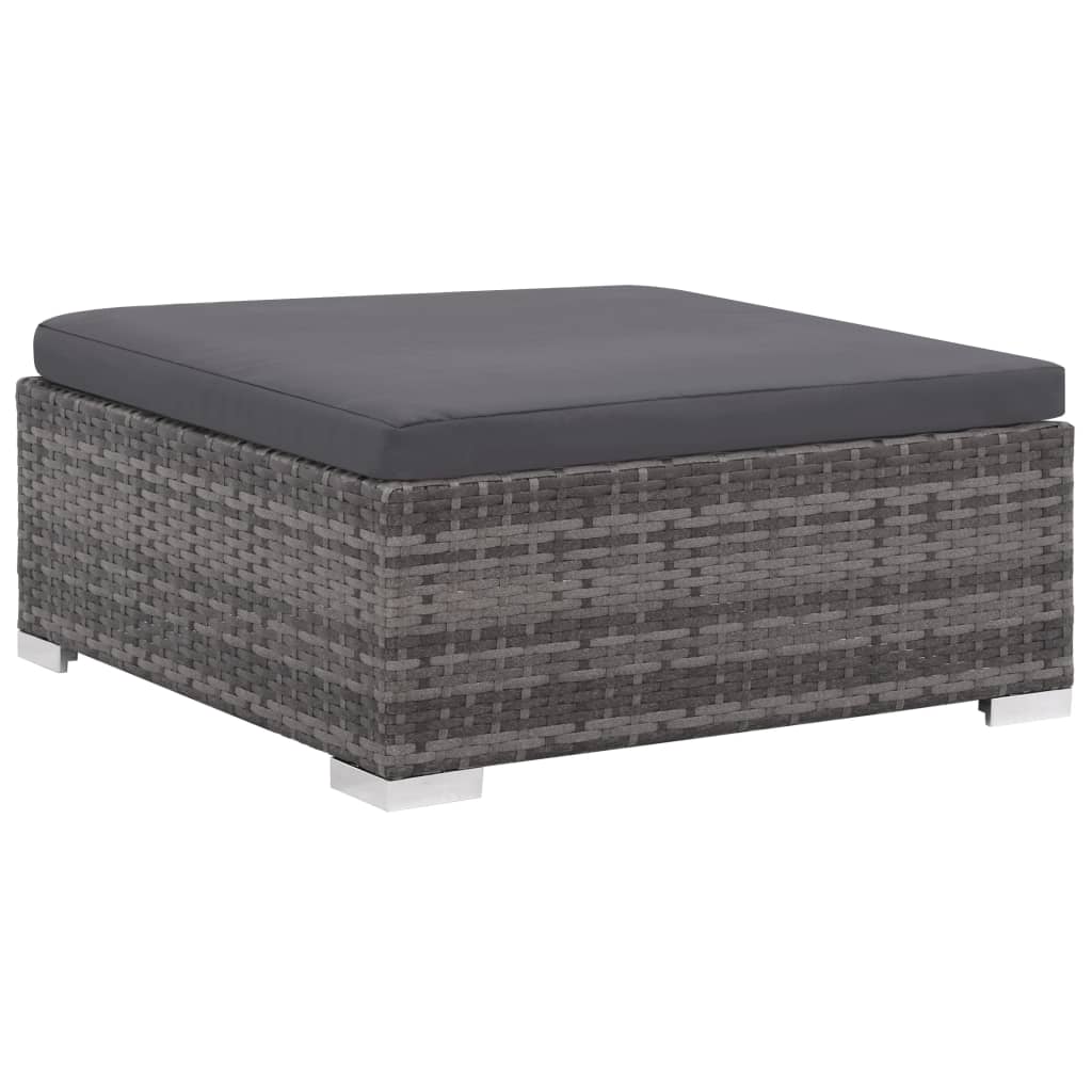 6 Pcs conjunto lounge de jardim c/ almofadões vime PE cinzento
