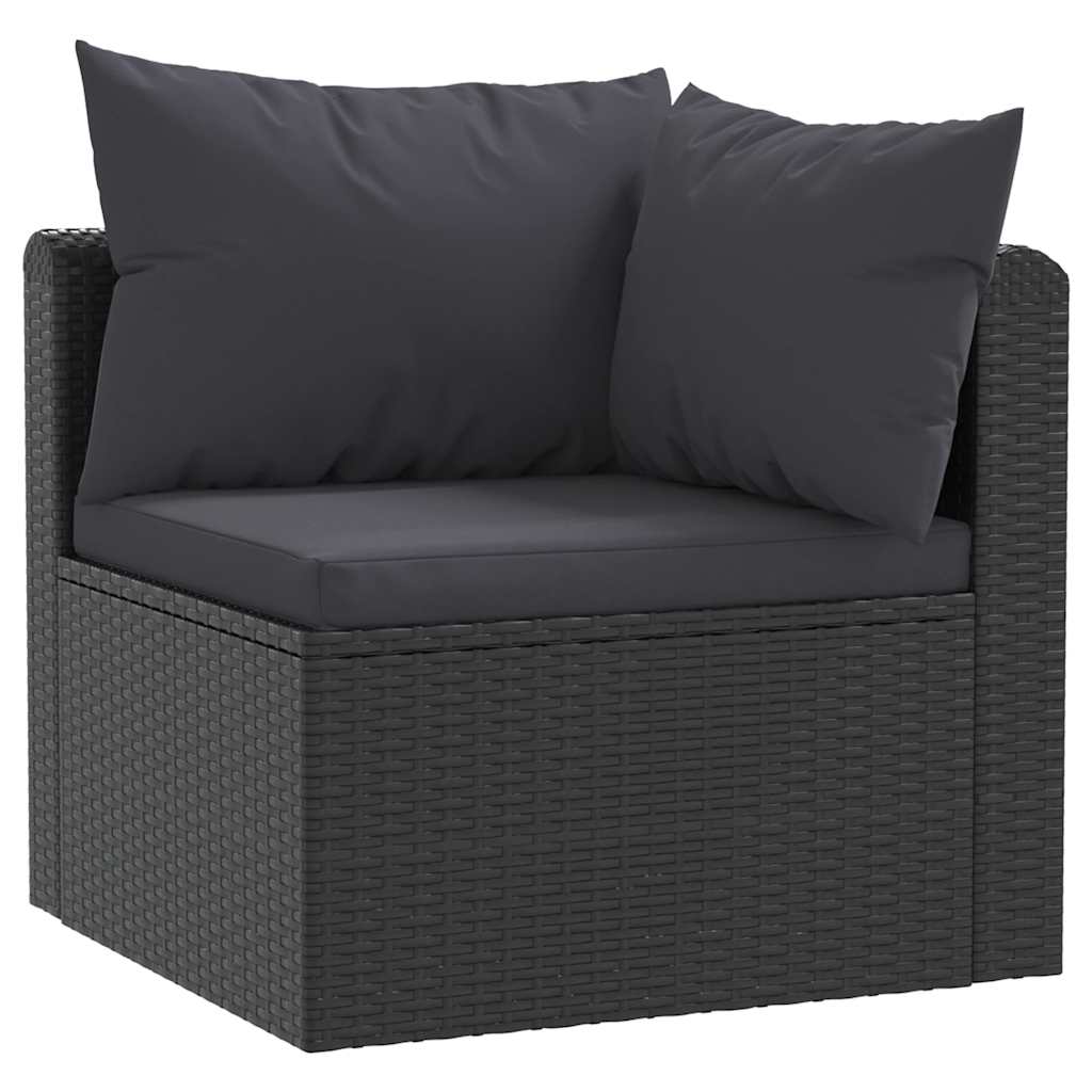 4 Pcs conjunto sofás de jardim c/ almofadões vime PE preto