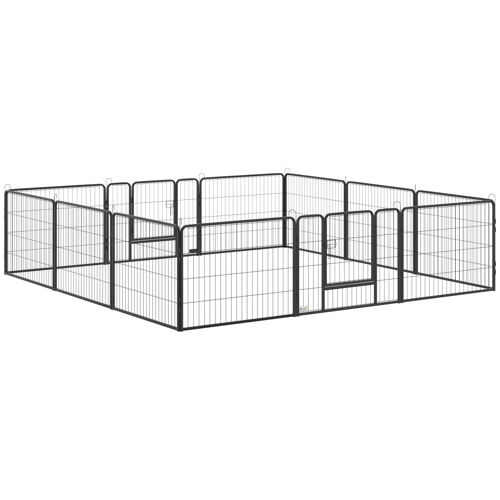 Parque para Cães com 12 Painéis Recinto para Animais de Estimação Modular com 2 Portas 80x60 cm Preto