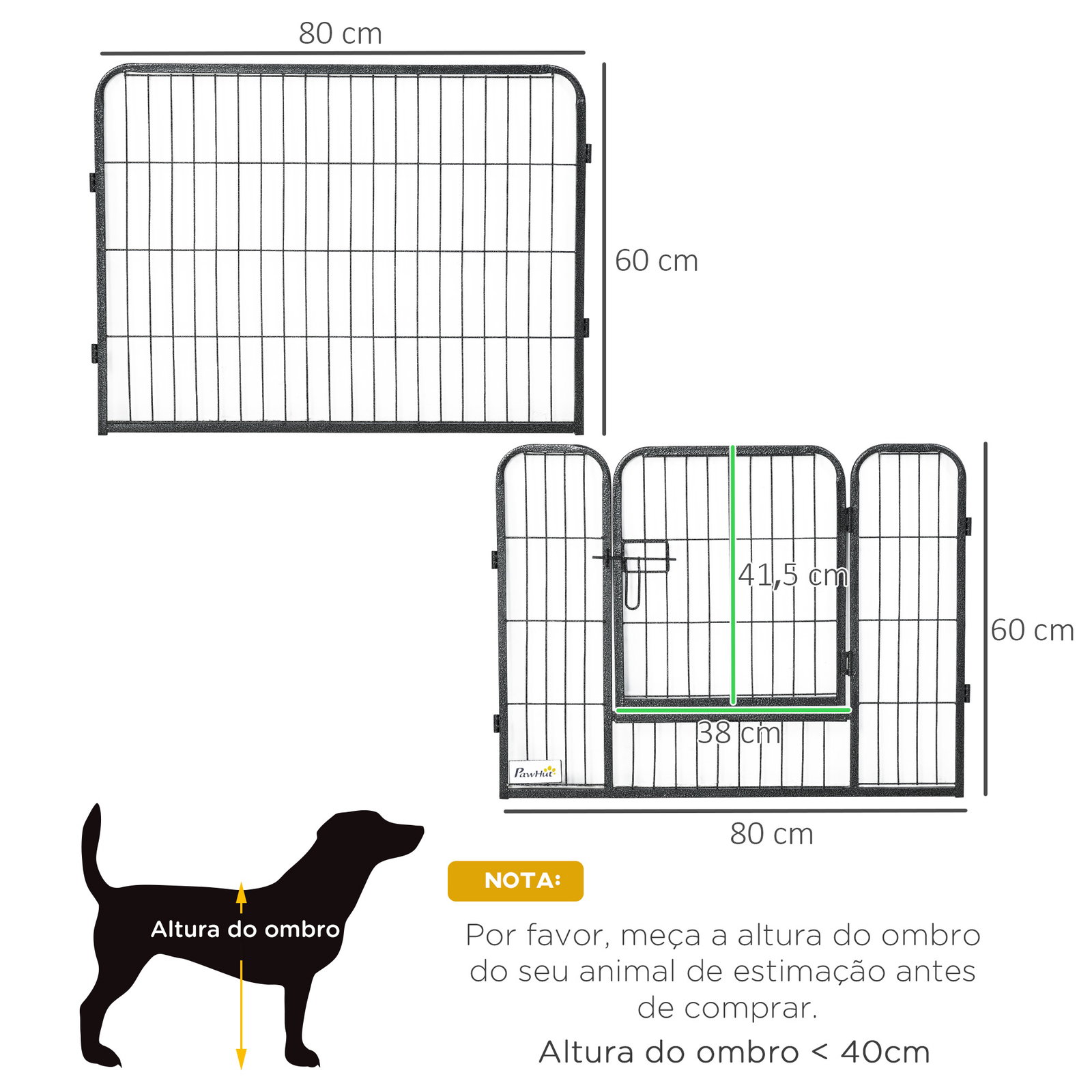 Parque para Cães com 12 Painéis Recinto para Animais de Estimação Modular com 2 Portas 80x60 cm Preto