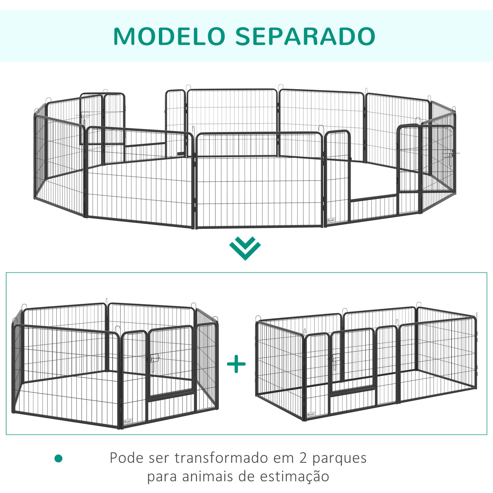 Parque para Cães com 12 Painéis Recinto para Animais de Estimação Modular com 2 Portas 80x60 cm Preto