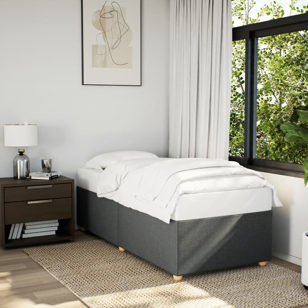 Estrutura de cama sem colchão 80x200 cm tecido cinzento-escuro