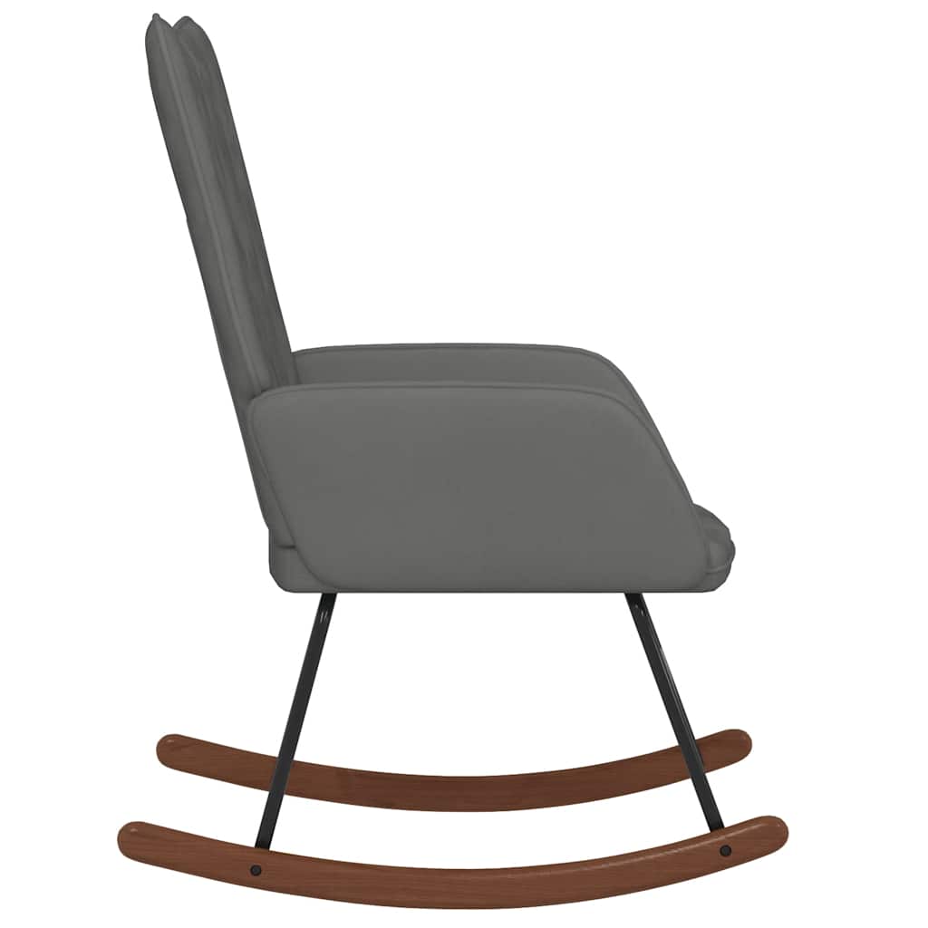 Cadeira de baloiço veludo cinzento-escuro
