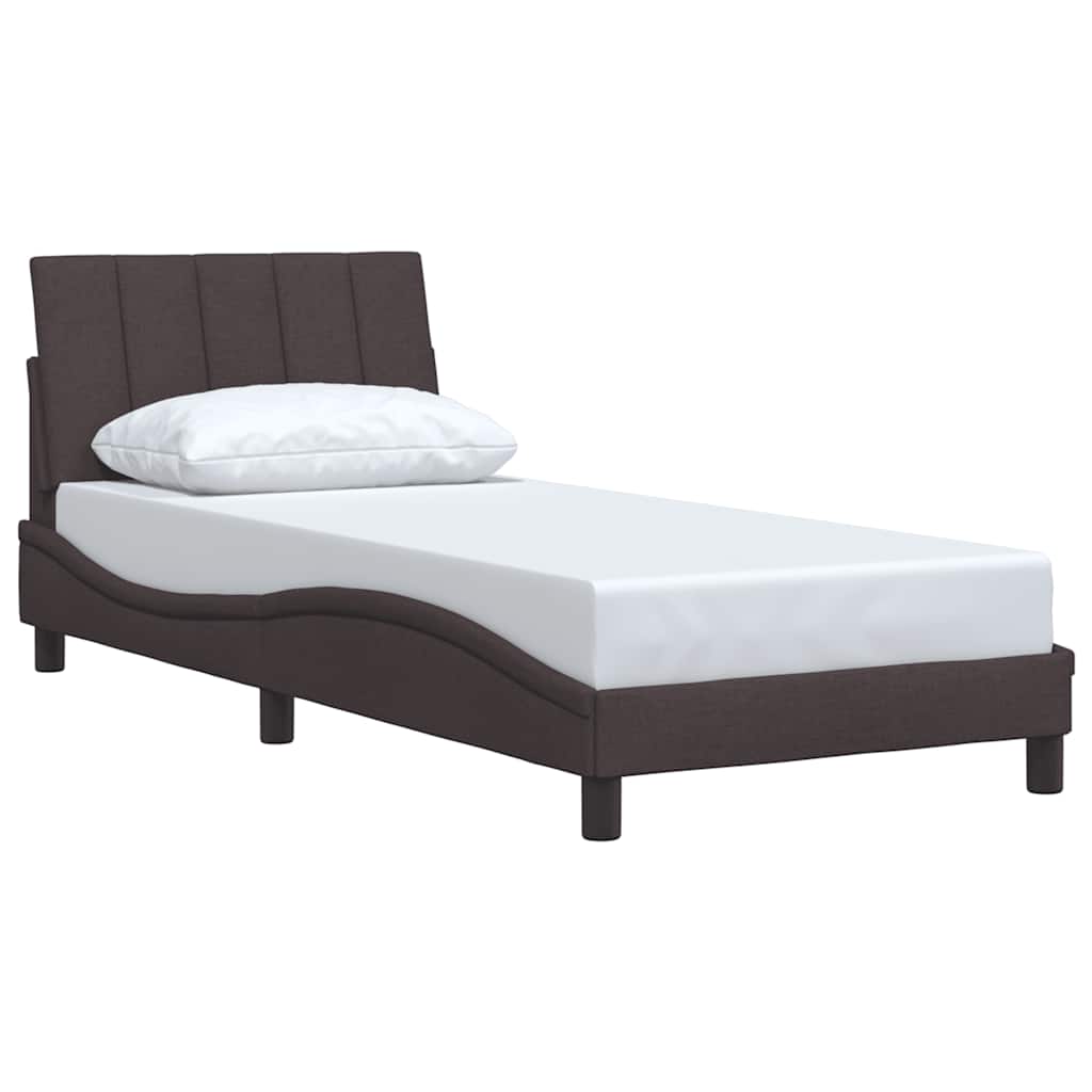 Estrutura de cama sem colchão hanko 80x200 cm tecido castanho-escuro