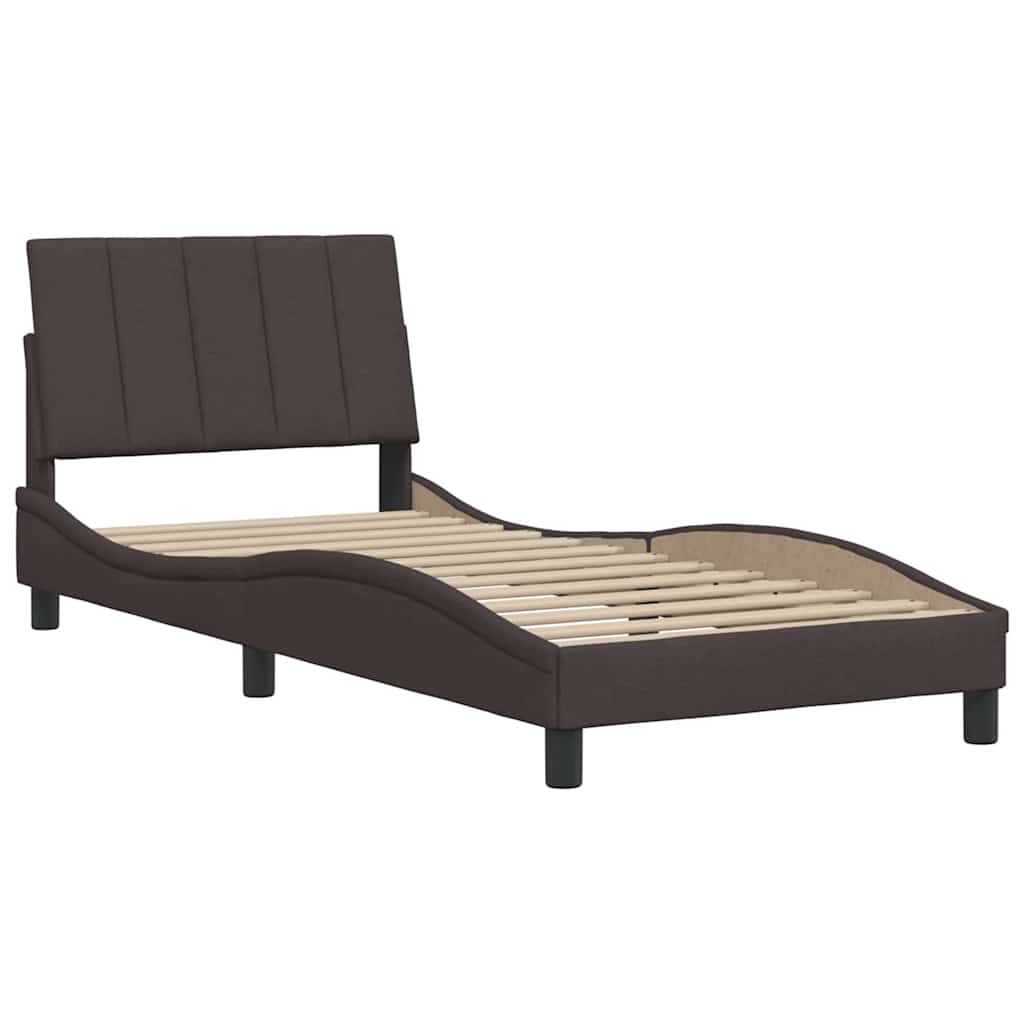Estrutura de cama sem colchão hanko 80x200 cm tecido castanho-escuro