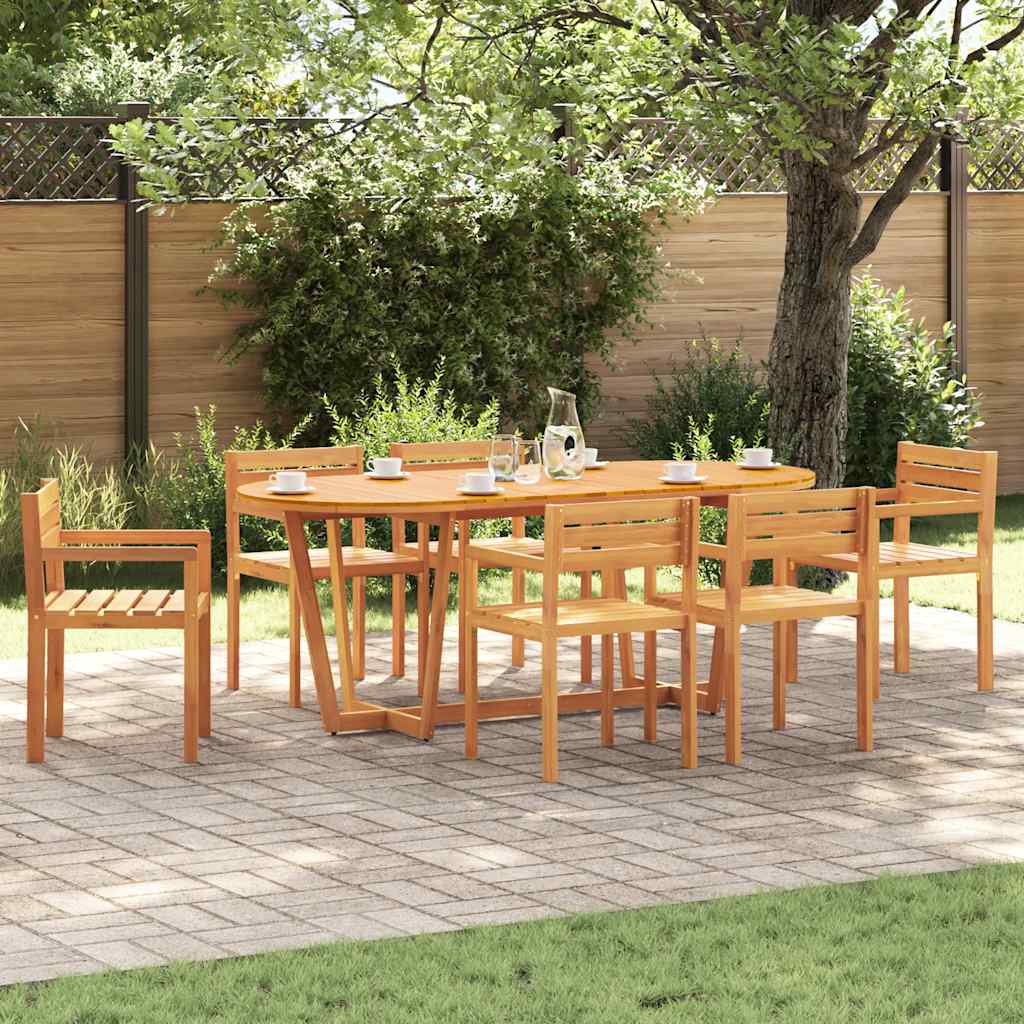 Conjunto de jantar de jardim com 7 peças em madeira maciça de acácia