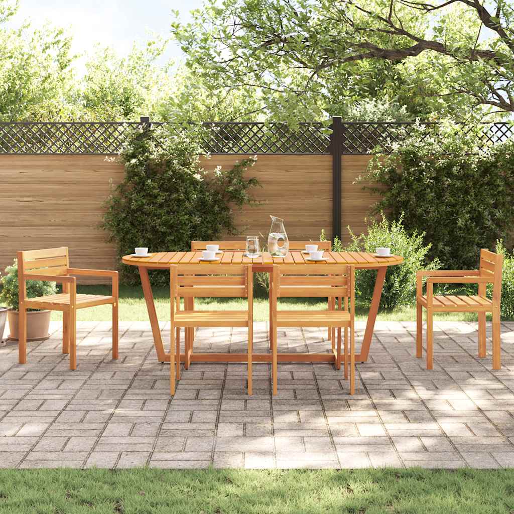 Conjunto de jantar de jardim com 7 peças em madeira maciça de acácia