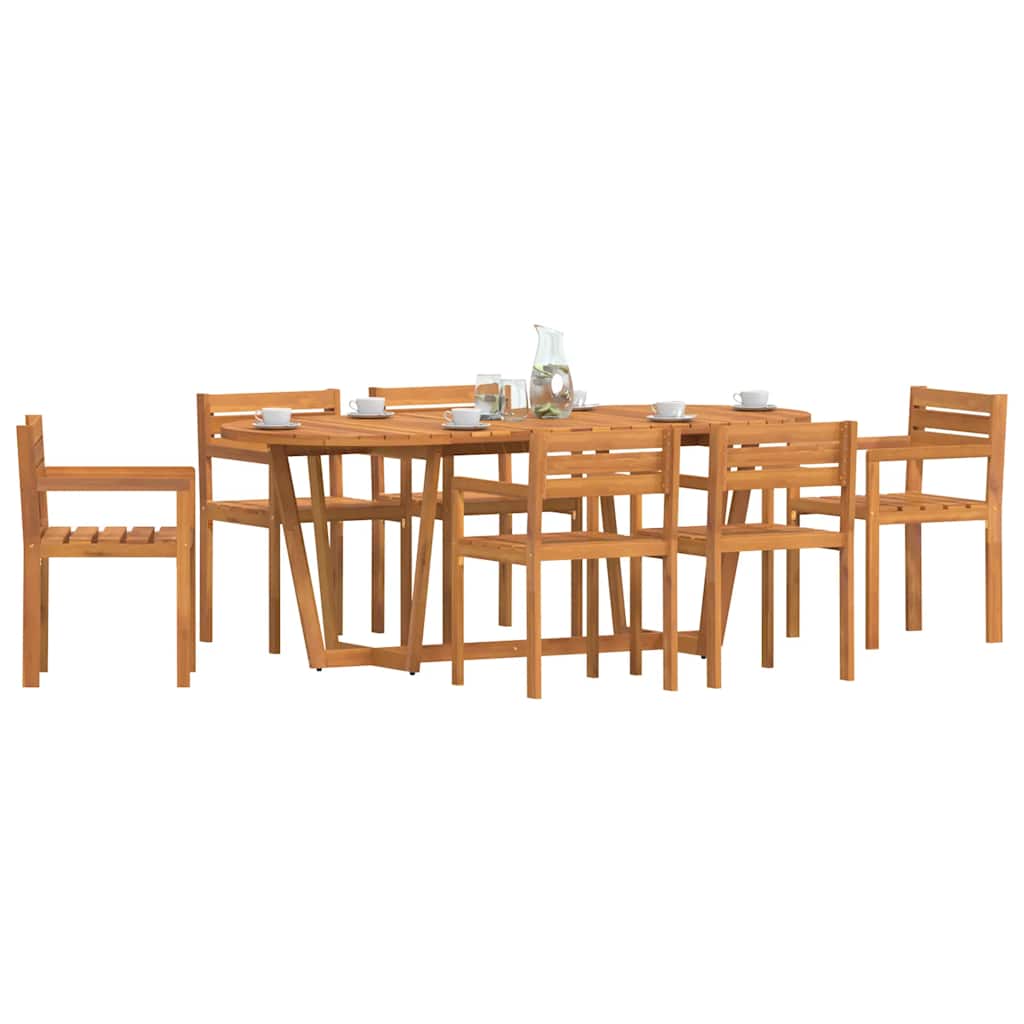 Conjunto de jantar de jardim com 7 peças em madeira maciça de acácia