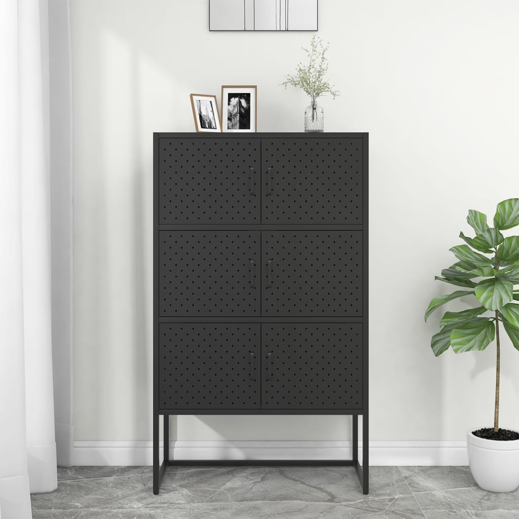 Aparador alto 80x35x135 cm aço preto