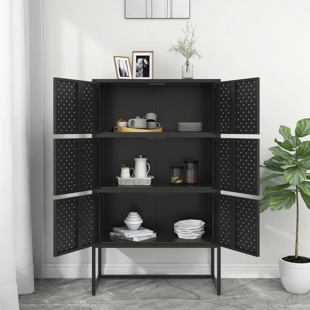 Aparador alto 80x35x135 cm aço preto