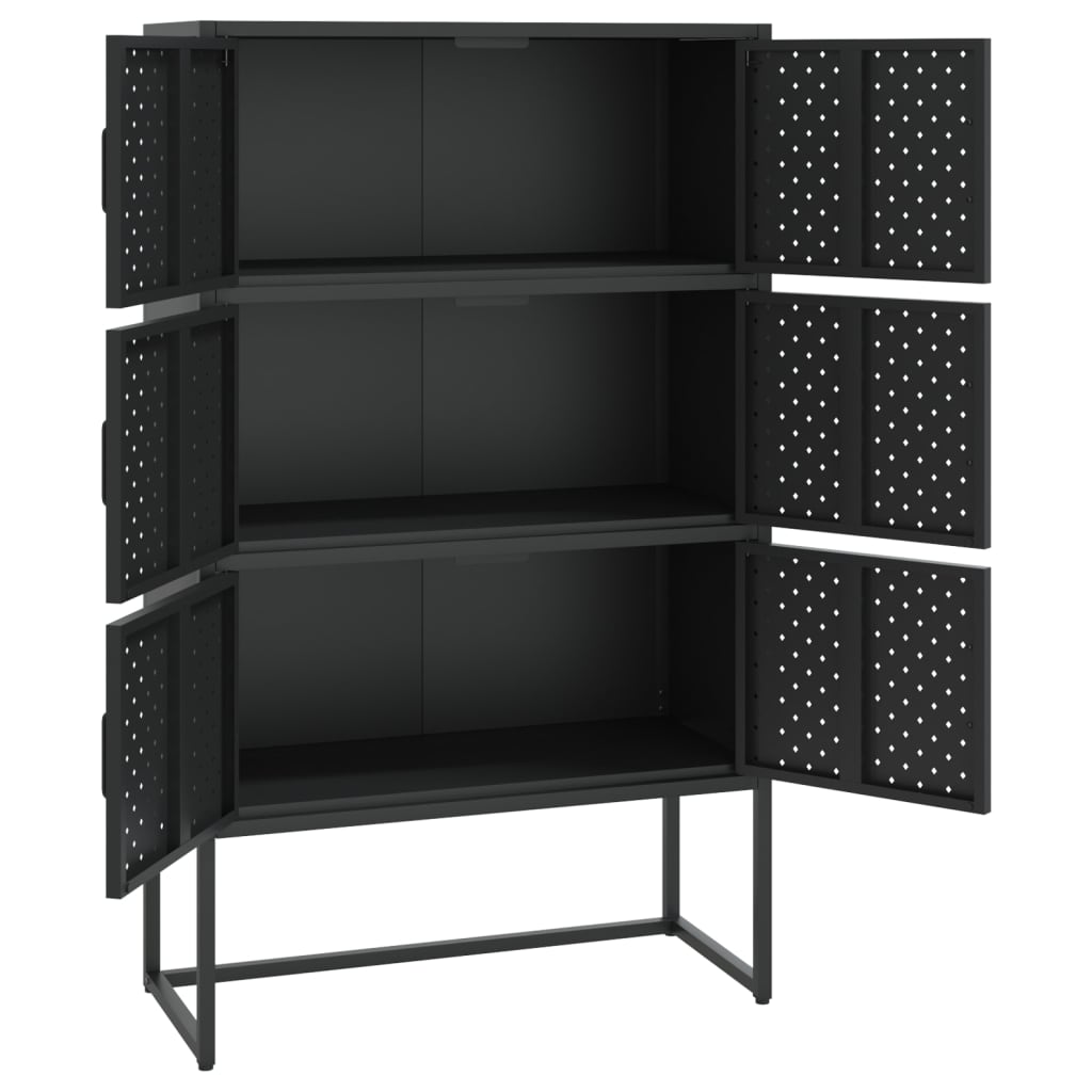 Aparador alto 80x35x135 cm aço preto