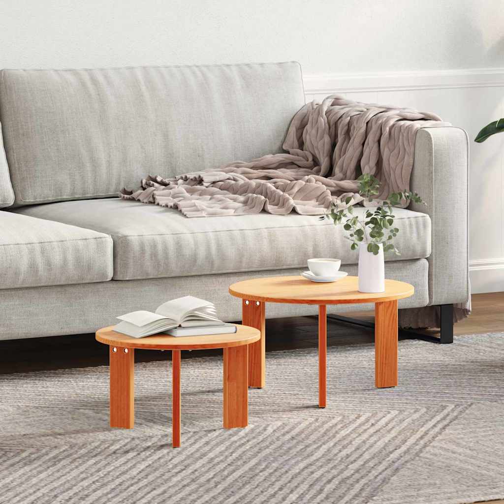 Mesa de centro 2 unid. marrom cera 47,5 x 47,5 x 27 cm