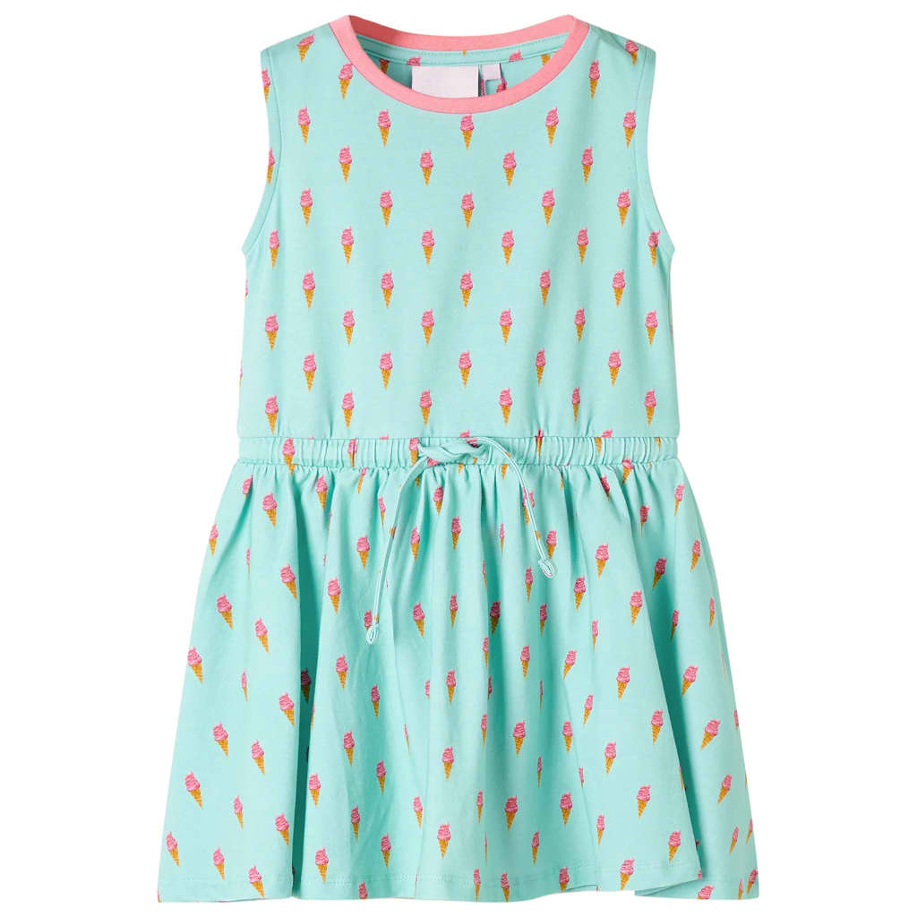 Vestido de criança com cordão menta-claro 128