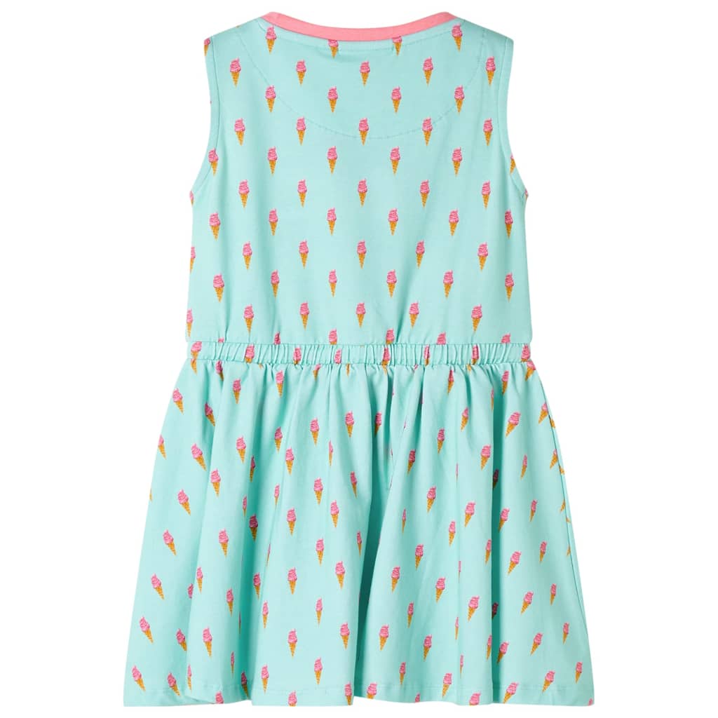 Vestido de criança com cordão menta-claro 128