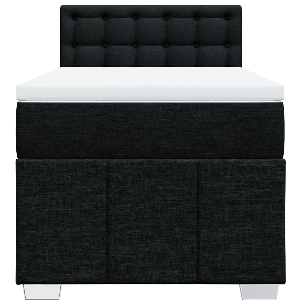 Cama com molas/colchão 90x200 cm tecido preto