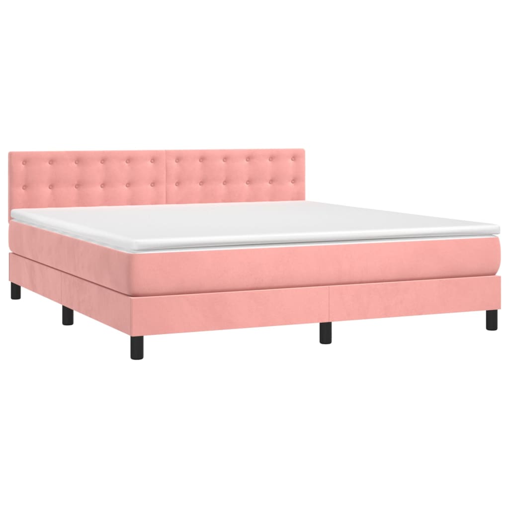 Cama com molas/colchão 160x200 cm veludo rosa