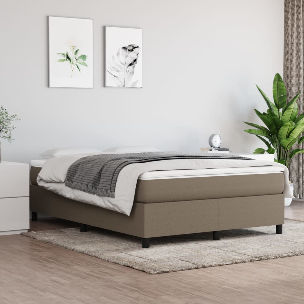 Estrutura de cama com molas 140x190 cm tecido castanho-acinzentado