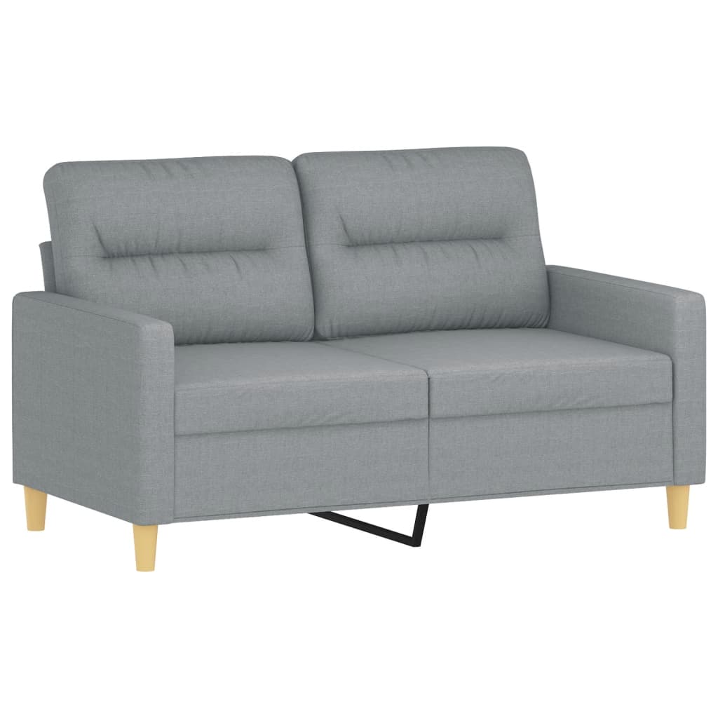 3 Pcs conjunto de sofás com almofadas tecido cinzento-claro