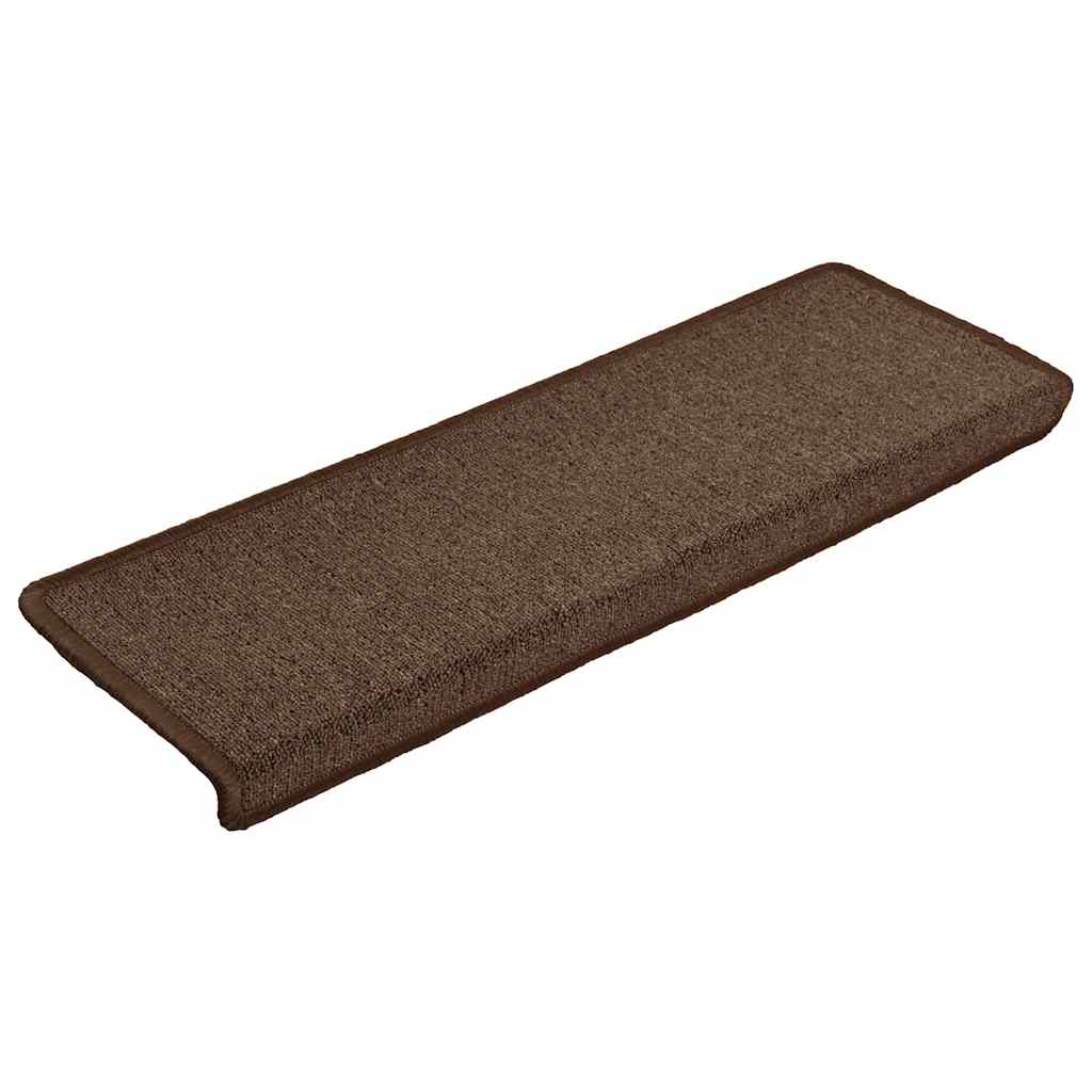 Tapetes de escada 30 peças 65x21x4 cm marrom café com borda retangular