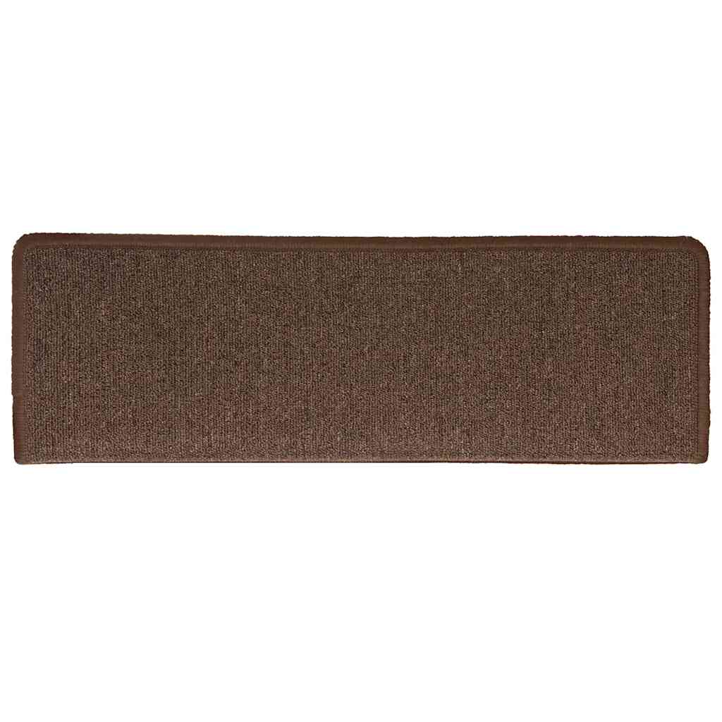 Tapetes de escada 30 peças 65x21x4 cm marrom café com borda retangular