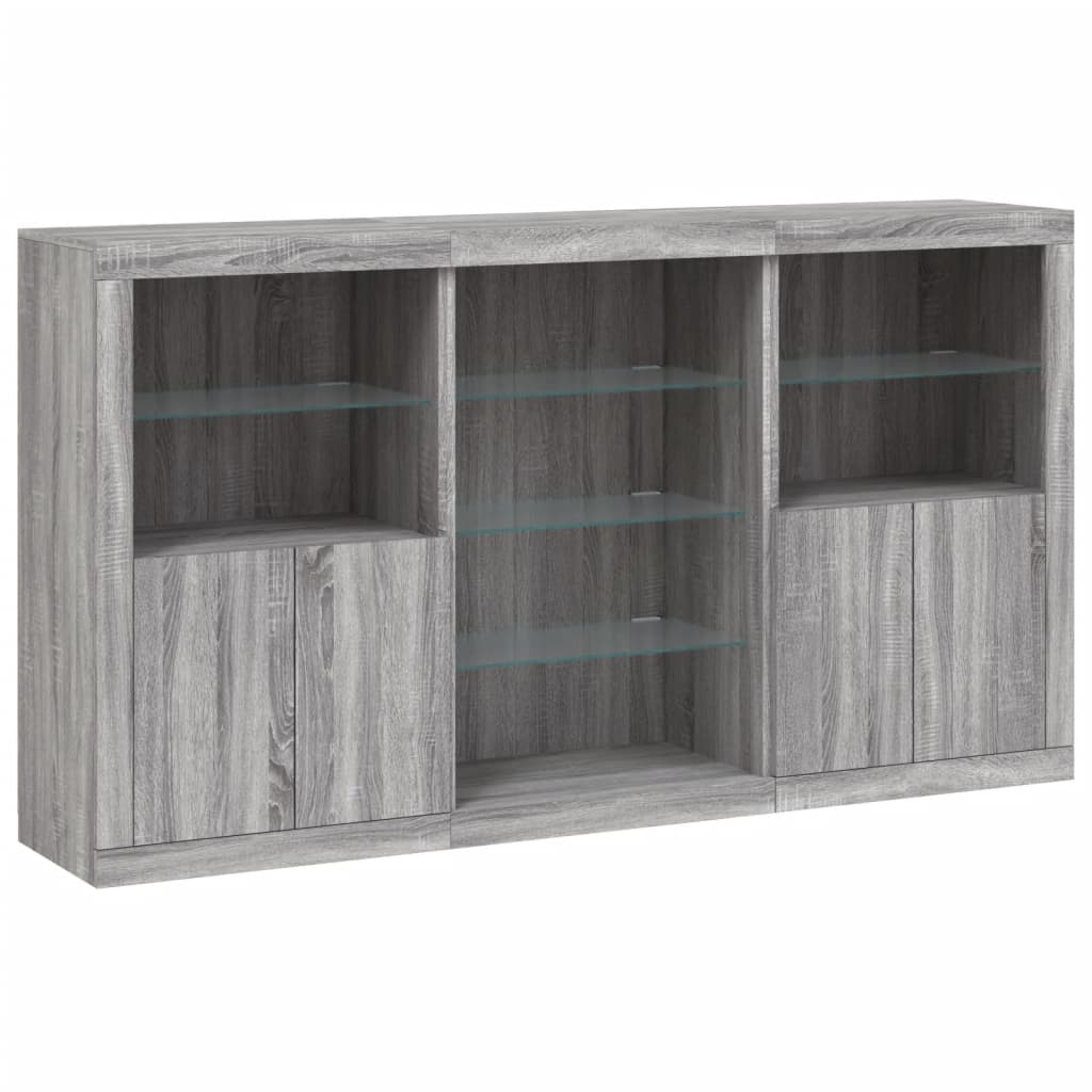 Aparador com luzes LED 181,5x37x100 cm cinzento sonoma