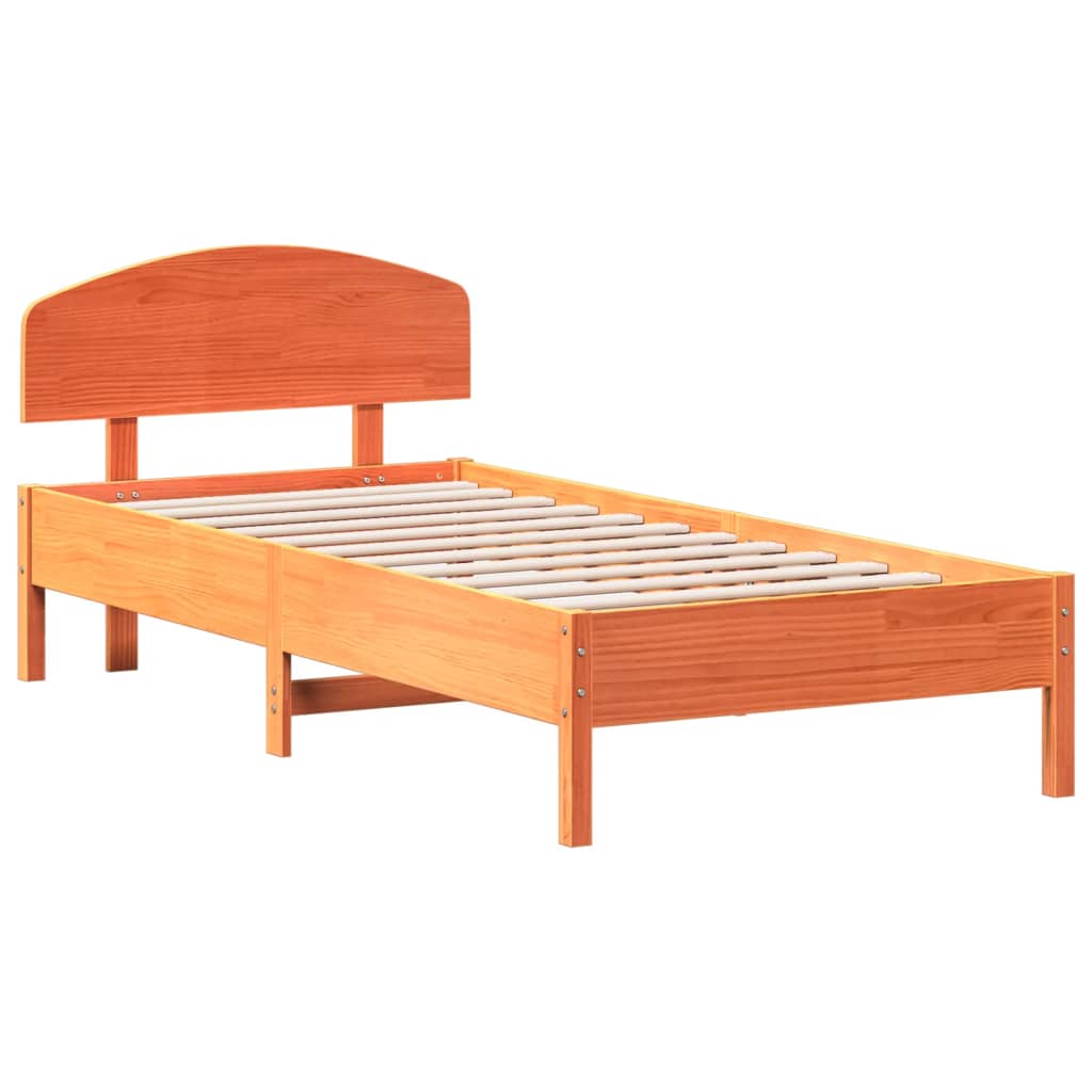 Cama sem colchão 100x200 cm pinho maciço castanho-mel