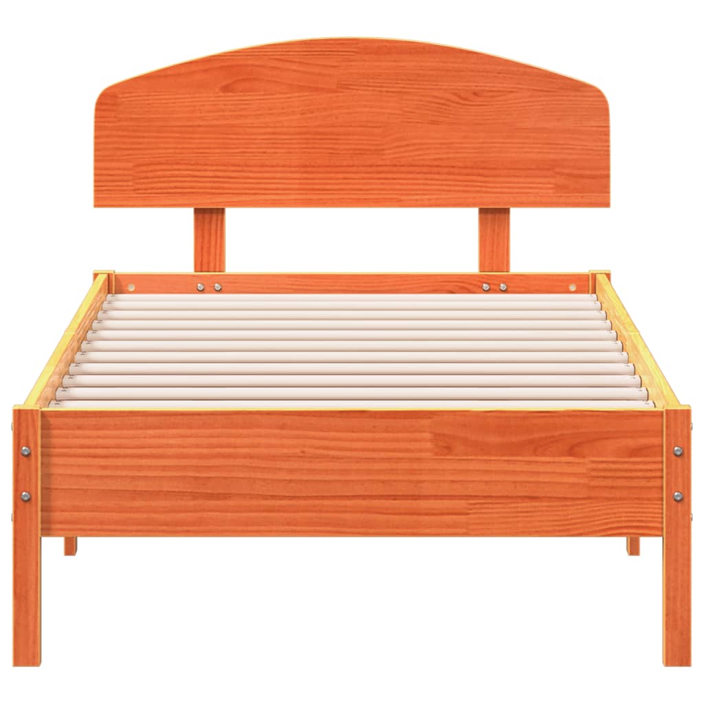 Cama sem colchão 100x200 cm pinho maciço castanho-mel