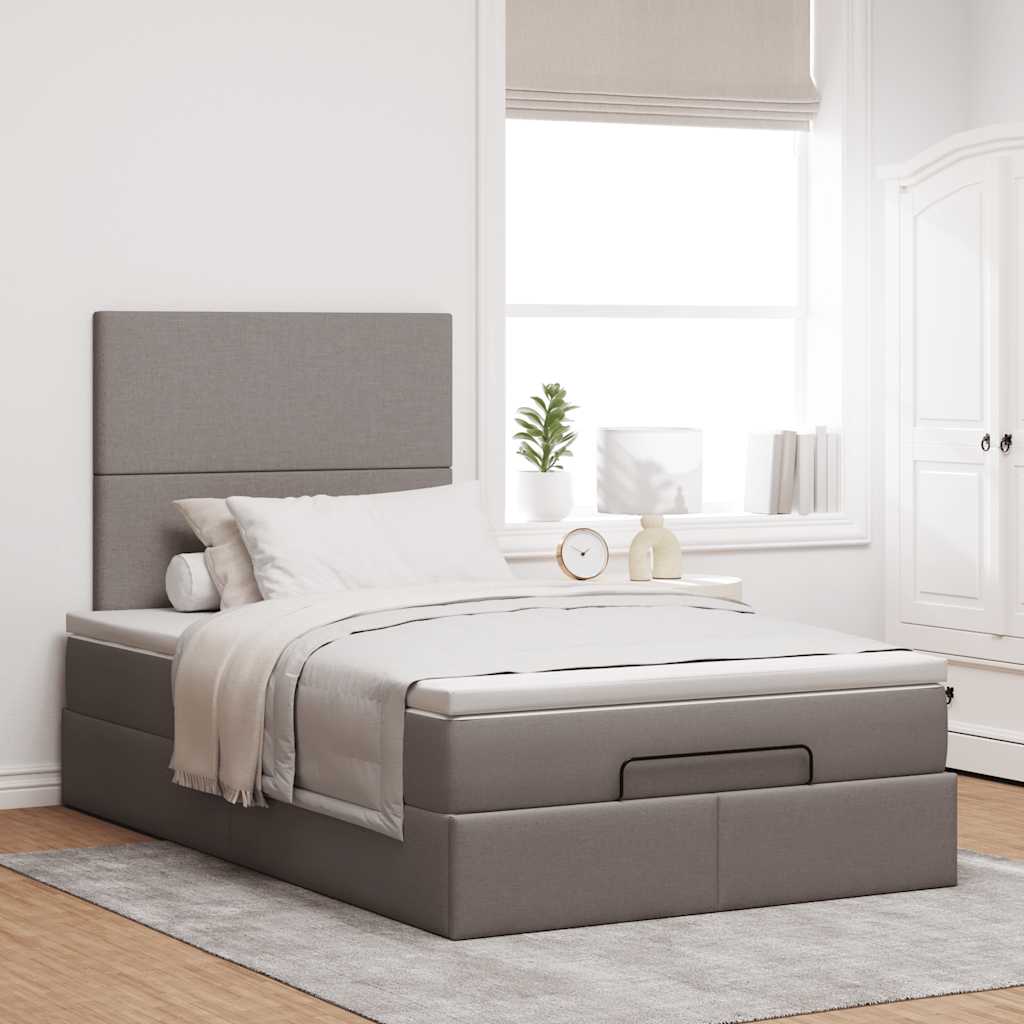 Moldura de cama otomana com tecido cinza 120x200cm