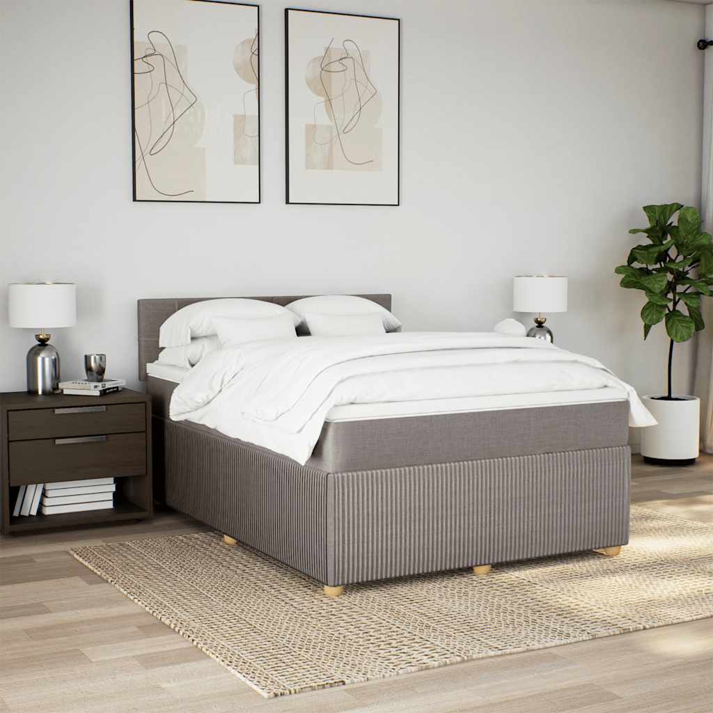 Cama com molas/colchão 140x190 cm tecido castanho-acinzentado
