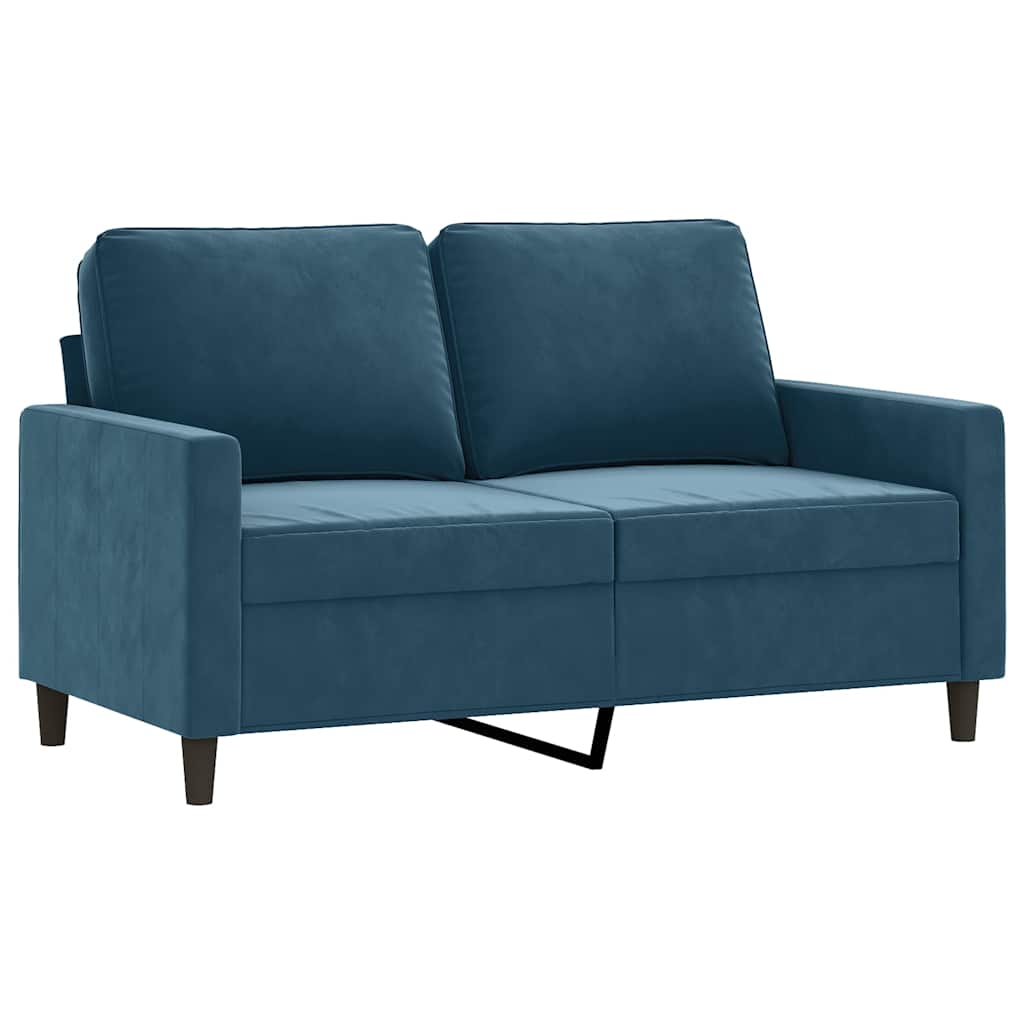 3 Pcs conjunto de sofás com almofadas veludo azul